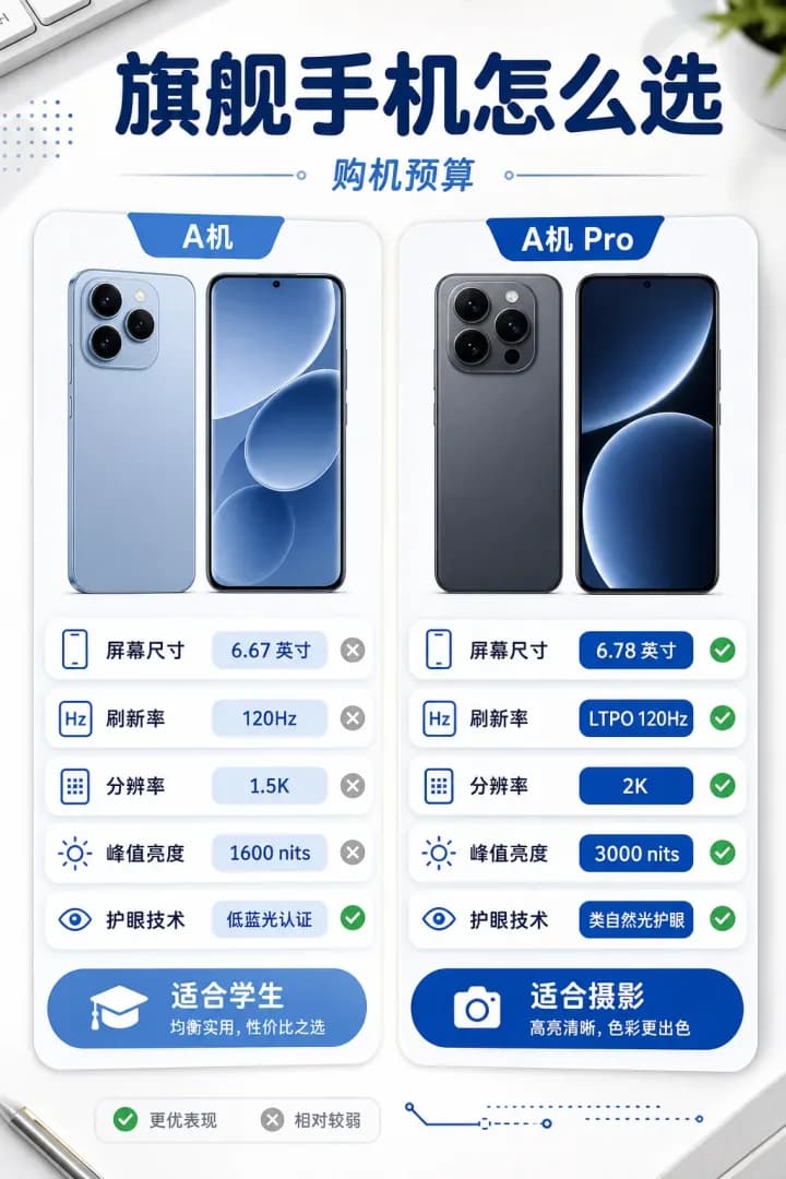 数码参数对比卡